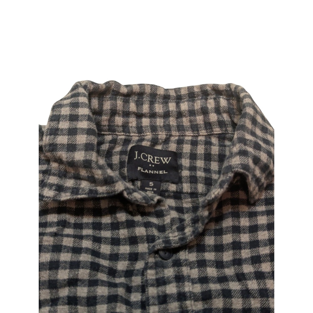 J.Crew Men's S Flannel Button Down‎ Shirt Brown Black Plaid Long Sleeve Casual